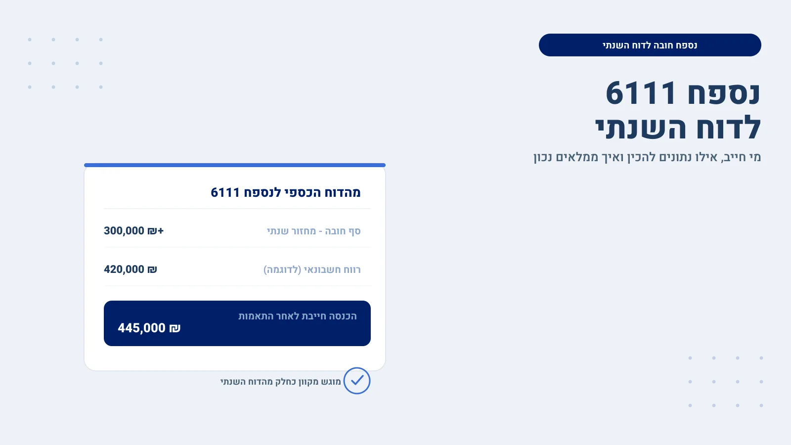 טופס 6111 - נספח לדוח השנתי: מי צריך להגיש ואיך ממלאים נכון